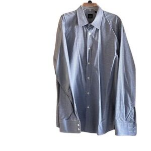 Boss Hugo‎ Boss Lucas Dress Shirt Men’s Large Regular Fit Blue Houndstooth